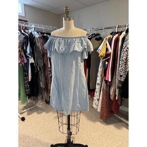 Chelsea & Theodore - Light Blue Off-Shoulder Ruffle Dress - Medium